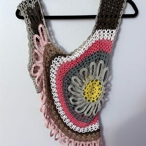 Colorful Crochet Boho open layering tank pit to pit hanging 14” & stretched 19”